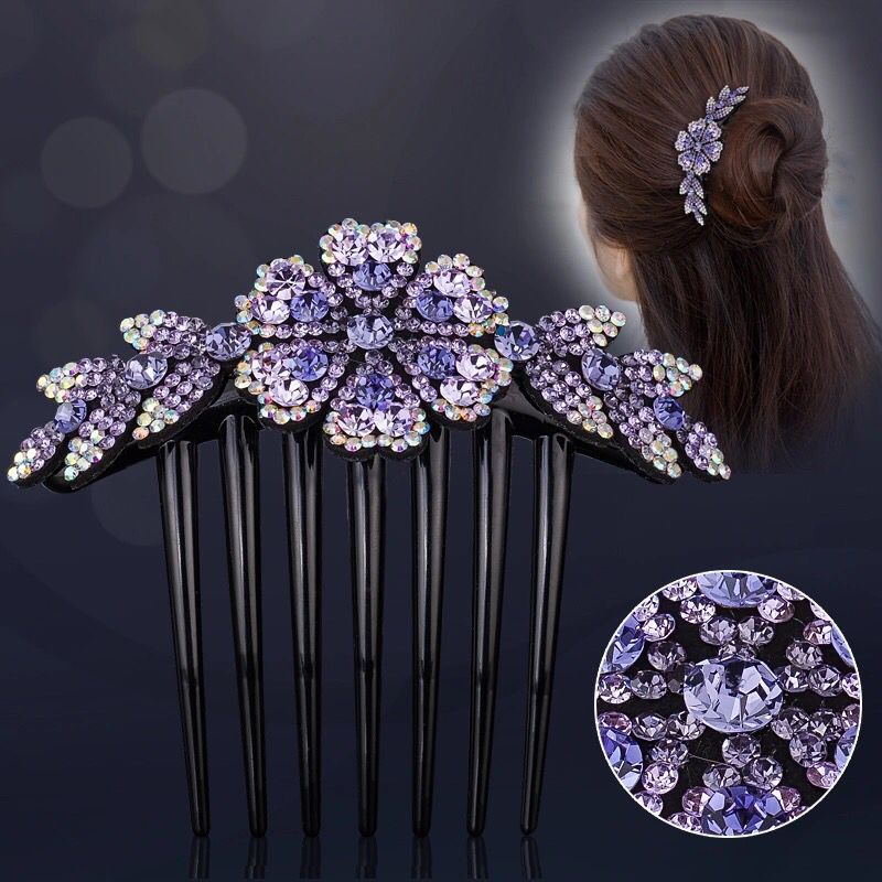 Ipink Strass Haarnadel Mit Blüten-Design - Vergoldet, österreichische Kristalle, Elegante Haarspange